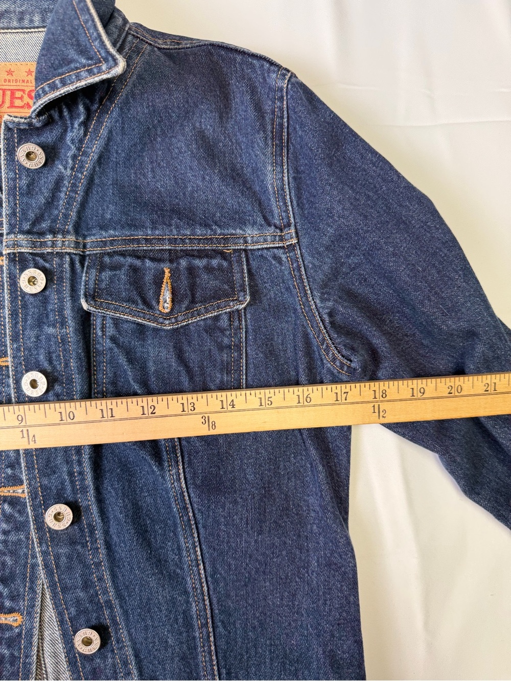 Y2K FITTED Guess Blue Classic Denim Jacket- M - Picture 13 of 15